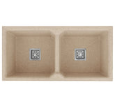 Fossa 37"x18"x10" inch Quartz Double Bowl Kitchen Sink (Red Moon Light Brown ) Fossa Home